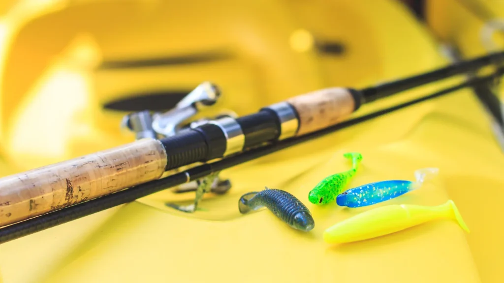 A fishing rod for Kayak fly fishing and a set of baits